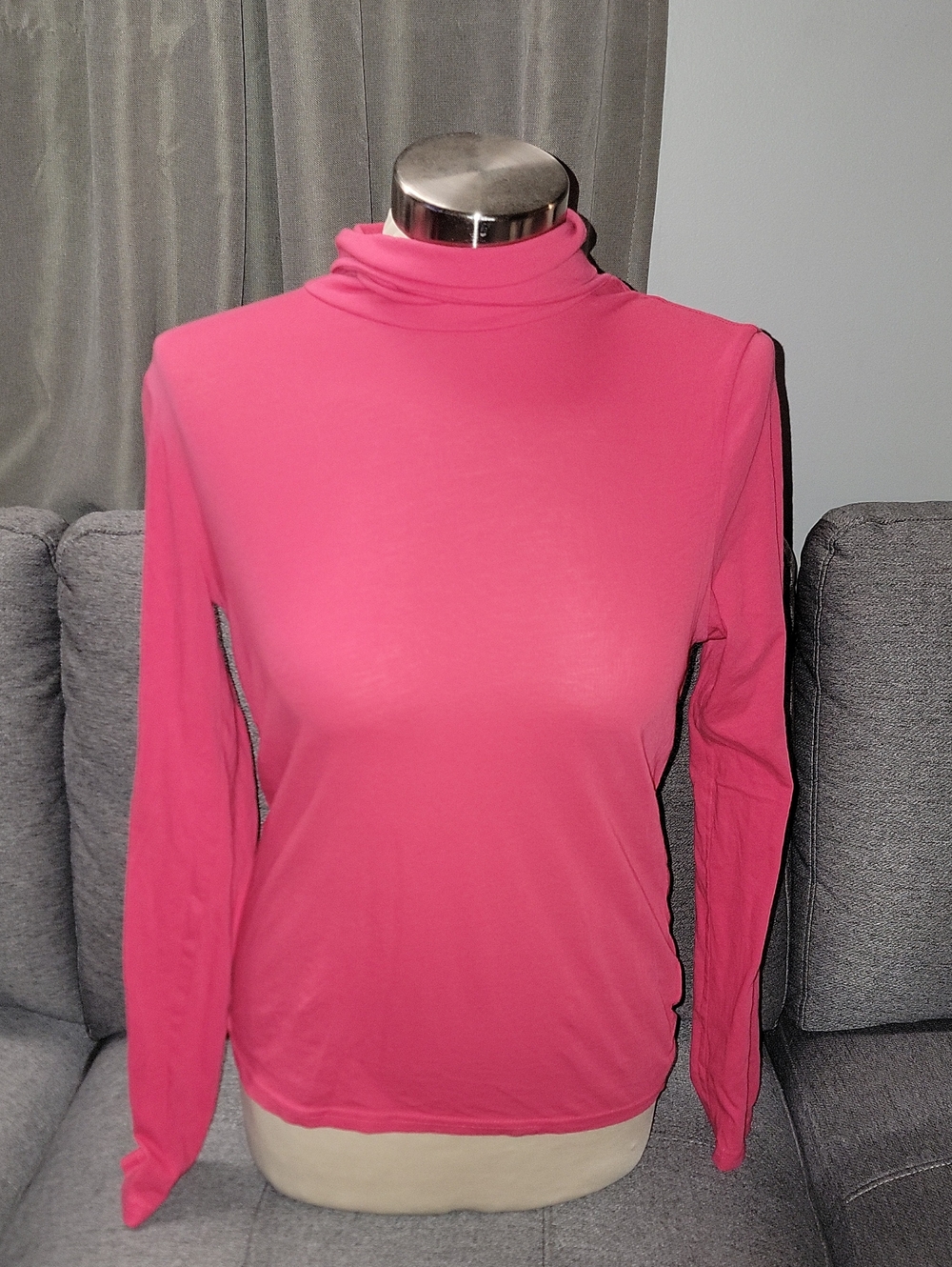 J. Crew Bright Pink Long-Sleeve Turtleneck Light Material